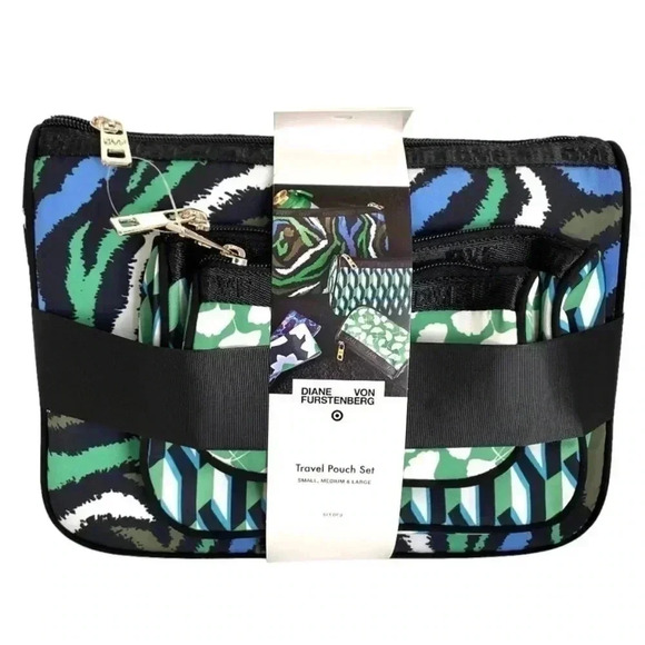 NWT DVF for Target 3 Pack Travel Pouches Disco Zebra, Arrow Geo, Ginkgo - Picture 4 of 7